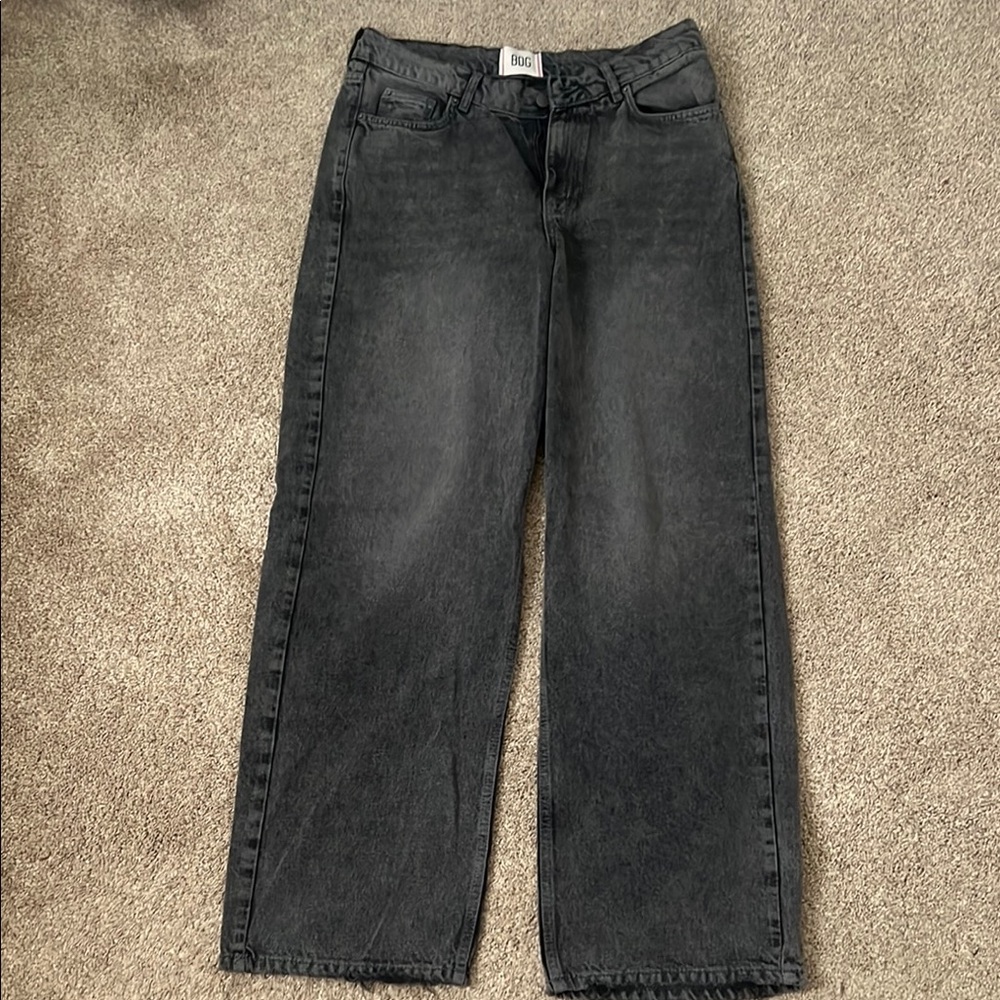 BDG Black Wash Dipped V Wide Leg Jeans - Urban Outfitters